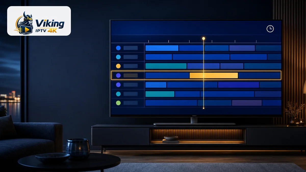 EPG på svenska med programrader och tidslinje på tv