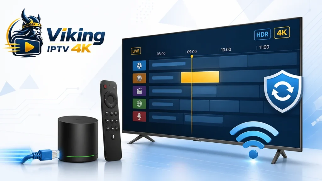 IPTV NVIDIA Shield med tv-guide, fjärrkontroll, Ethernet, wifi, 4K och säker uppdatering