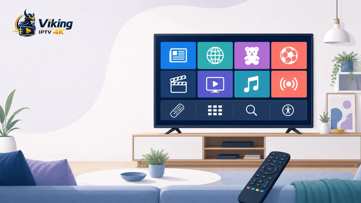 Viking IPTV utbud med tv, kategorier för nyheter, film, sport, barn, musik, EPG och tillgänglighet